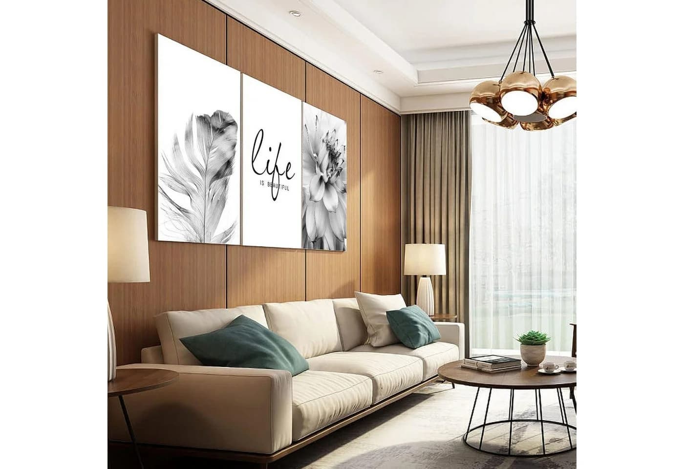 Trayosin 3-teiliges Poster Set Schwarz Weiß Blumen Federn Löwenzahn - Bild 3