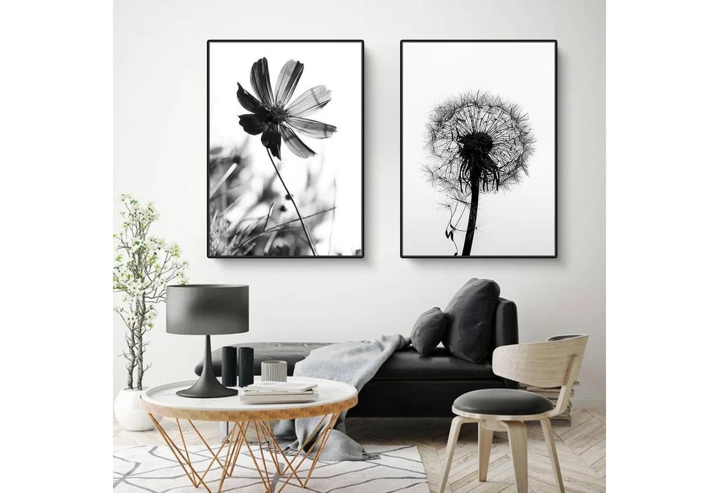 Martin Kench Poster 3er Set Schwarz-Weißer Schmetterling Blume Löwenzahn Modernes - Bild 5