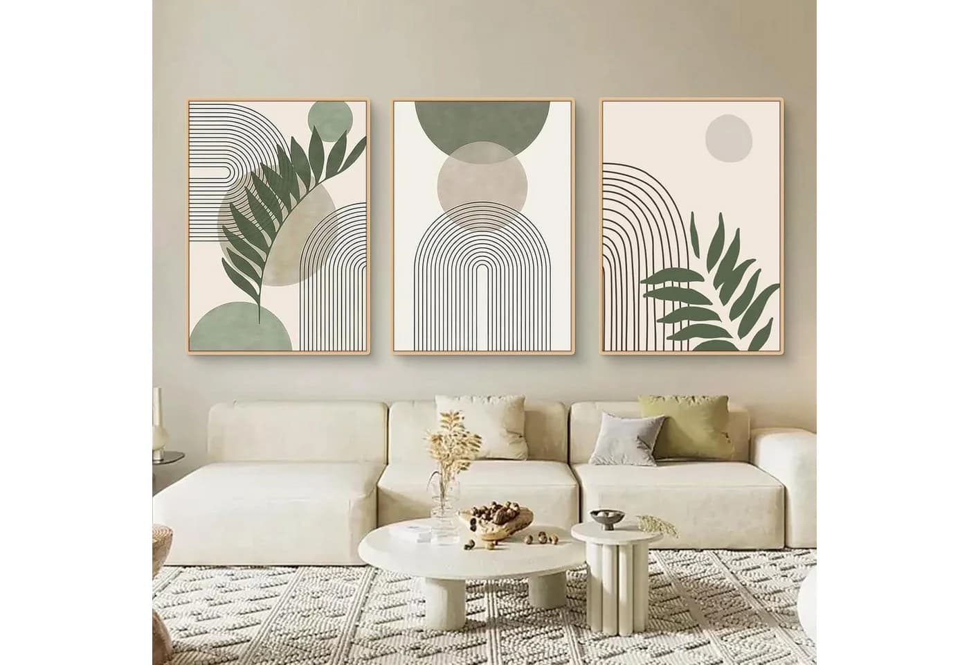 Uixxducc Leinwandbild 3-teilig Boho Poster Grüne Pflanze - Bild 2