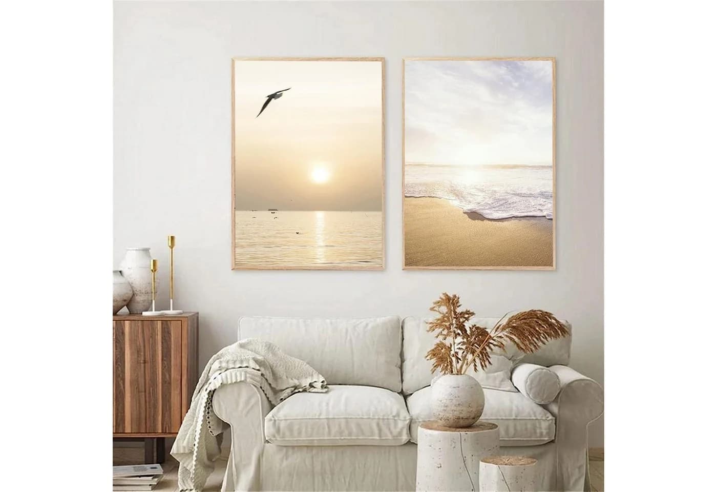 SWECOMZE 3er Poster Set Leinwand Strandmotiv Beige - Bild 4