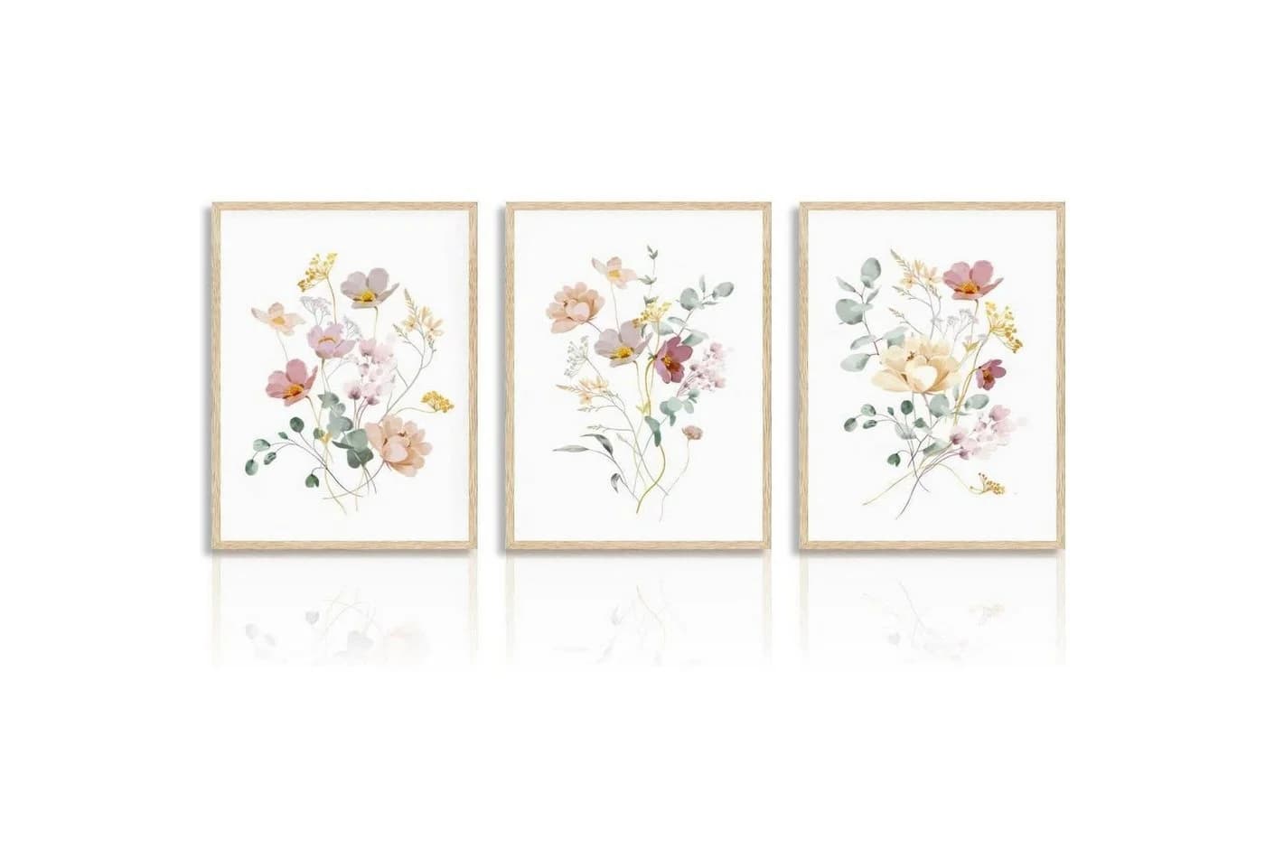 Dazzlewall Leinwandbild Set Aquarell Blumen 30x40 cm - Bild 2