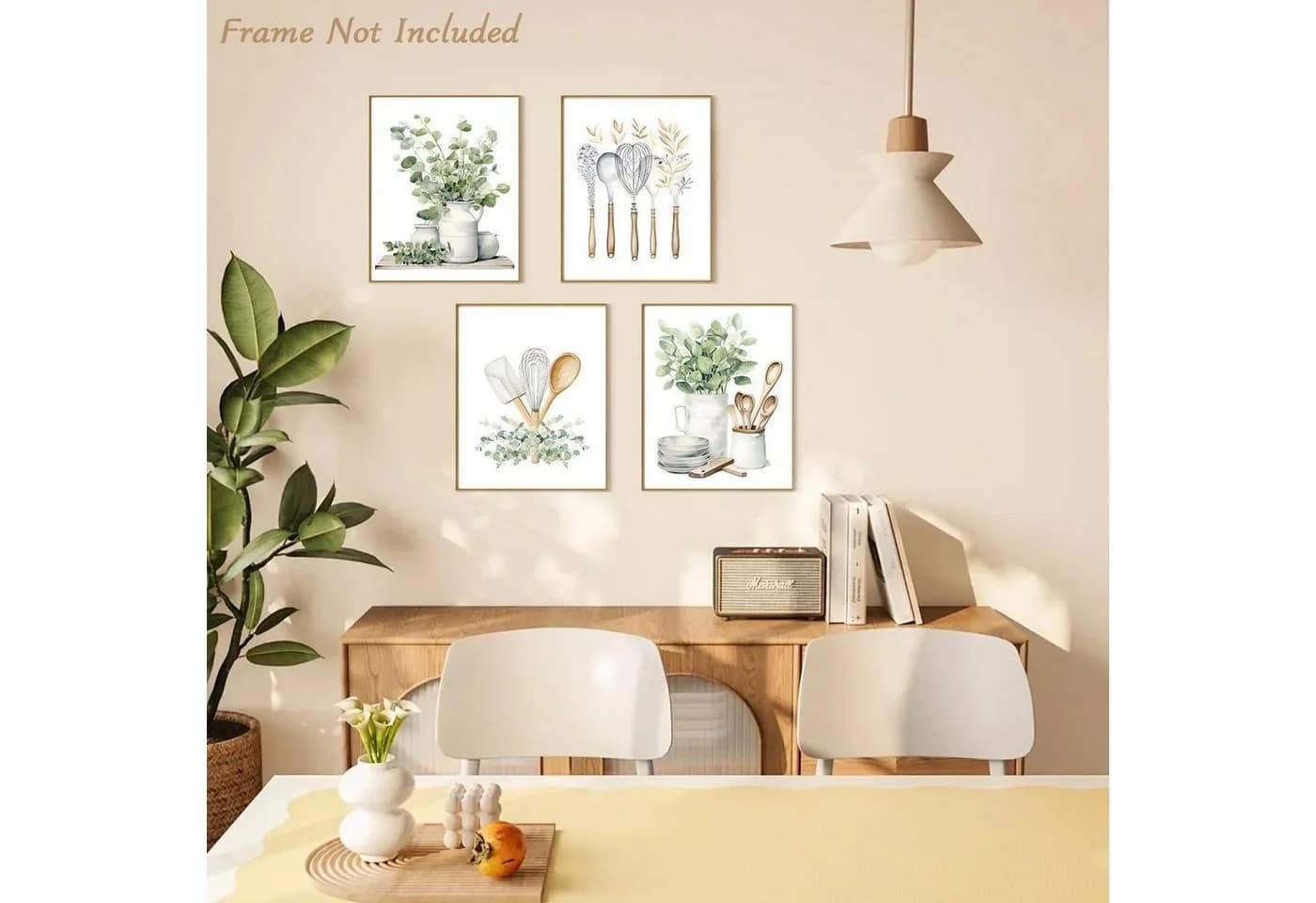 LuxusKollektion Leinwandbild 4er-Set Botanische Küche Grün 20x25 cm - Bild 5