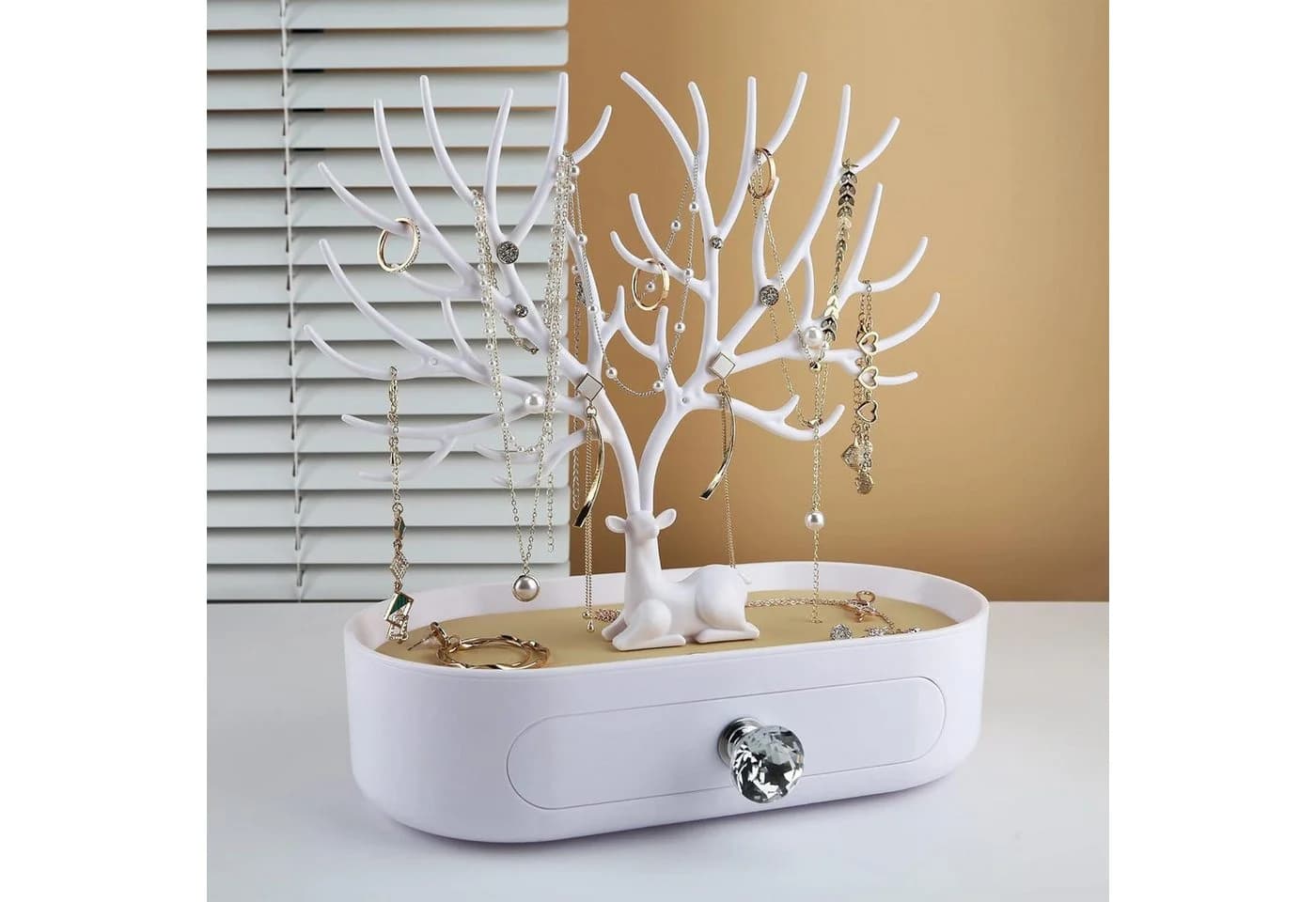 LuxusKollektion Schmuck Etagere Geweih mit Schublade Kristall Griff