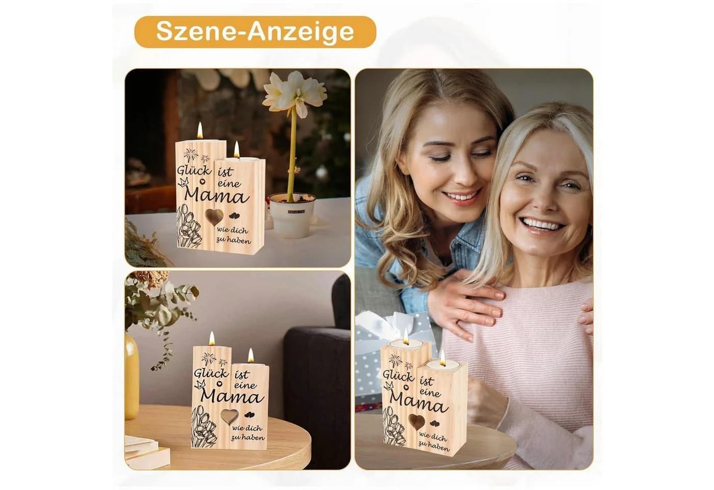 LuxusKollektion Kerzenständer Mama Geschenk Holz Kerzenständer Personalisiert - Bild 4