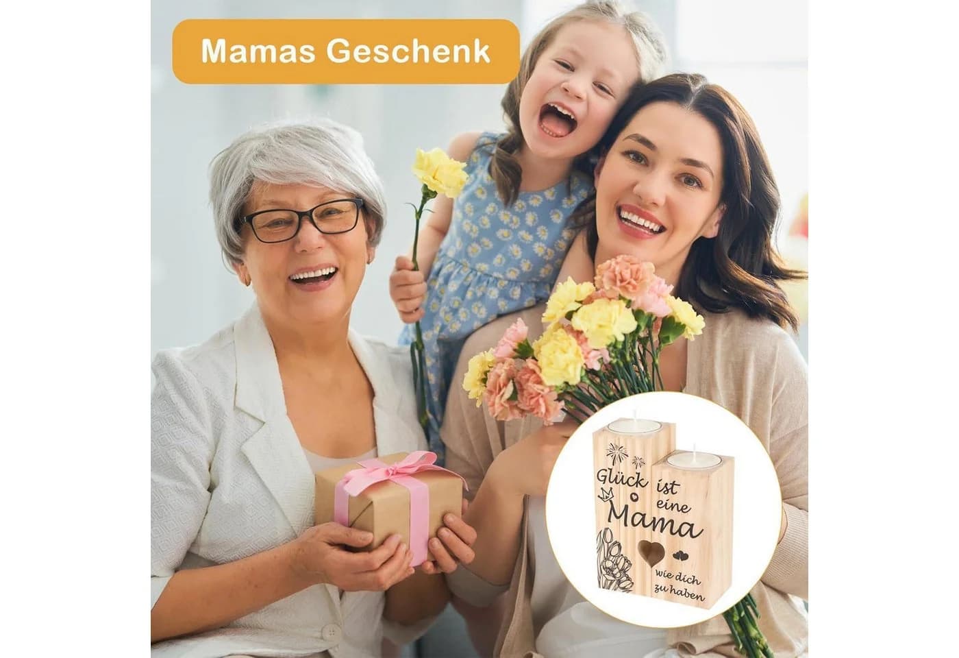 LuxusKollektion Kerzenständer Mama Geschenk Holz Kerzenständer Personalisiert - Bild 5