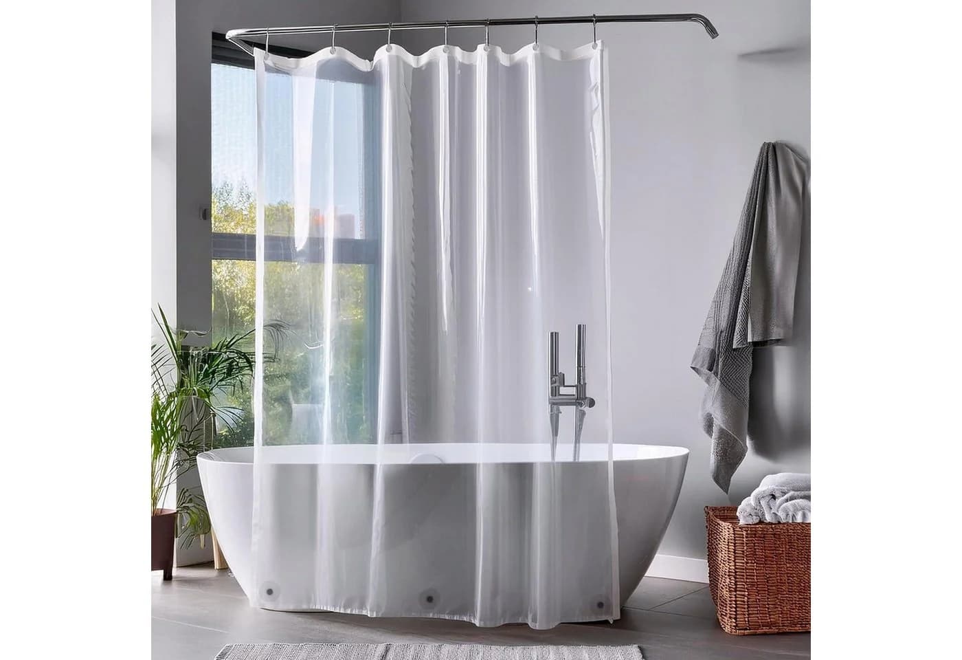 LuxusKollektion Duschvorhang Transparent PEVA mit Magneten & Ösen - Bild 2
