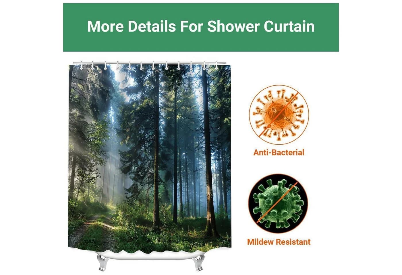 Lerores Duschvorhang Sunshine Forest Antischimmel Textil - Bild 4