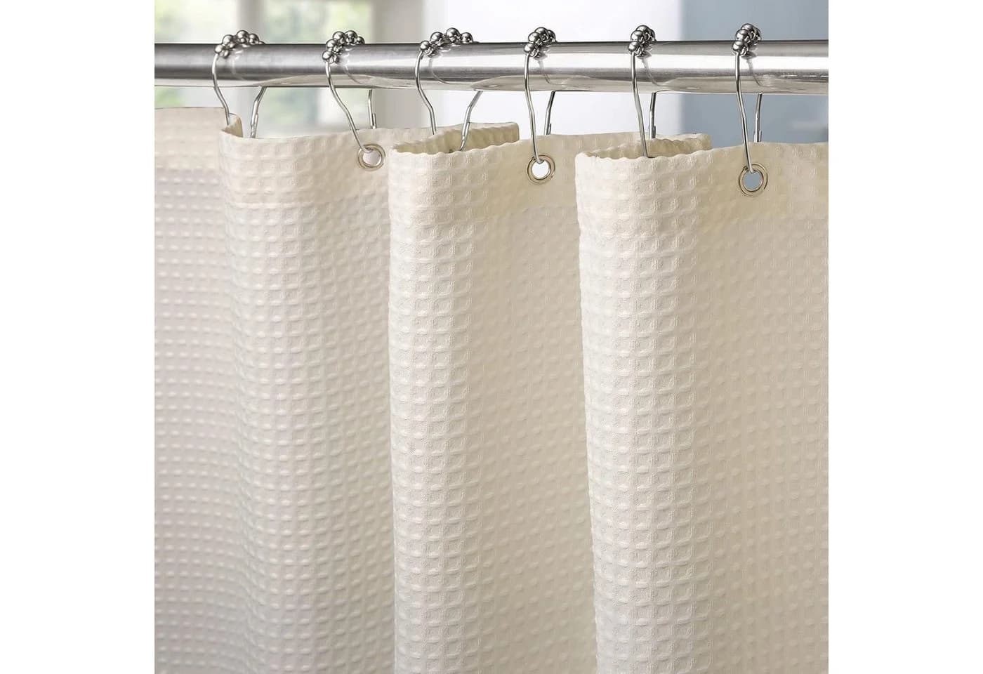 LuxusKollektion Duschvorhang Waffel Anti Schimmel Badewanne Vorhang Set wasserdicht - Bild 2