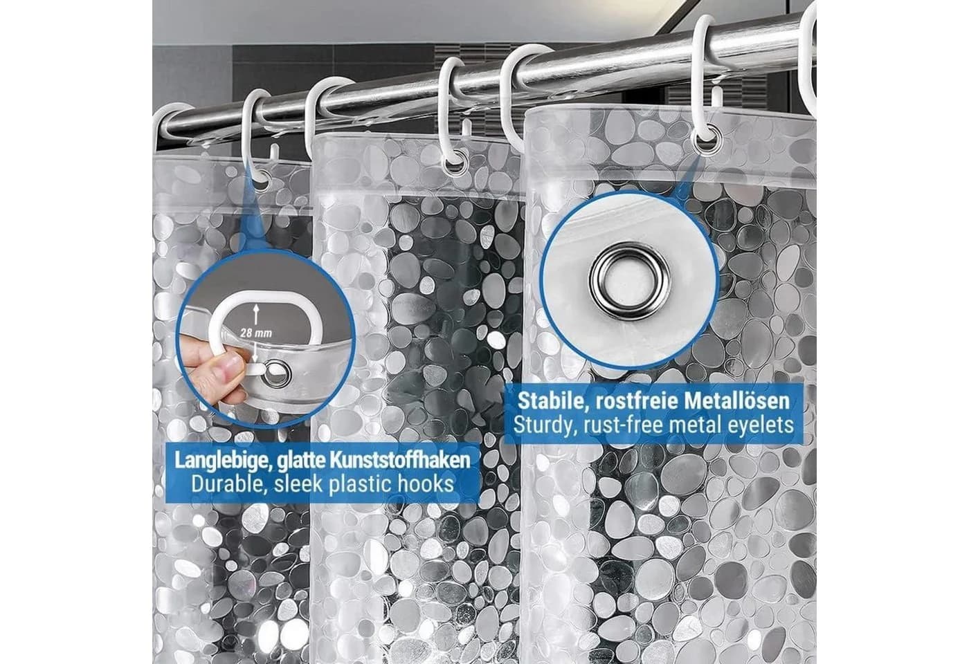 LuxusKollektion Duschvorhang 3D Steinmuster Transparent EVA Wasserdicht - Bild 4