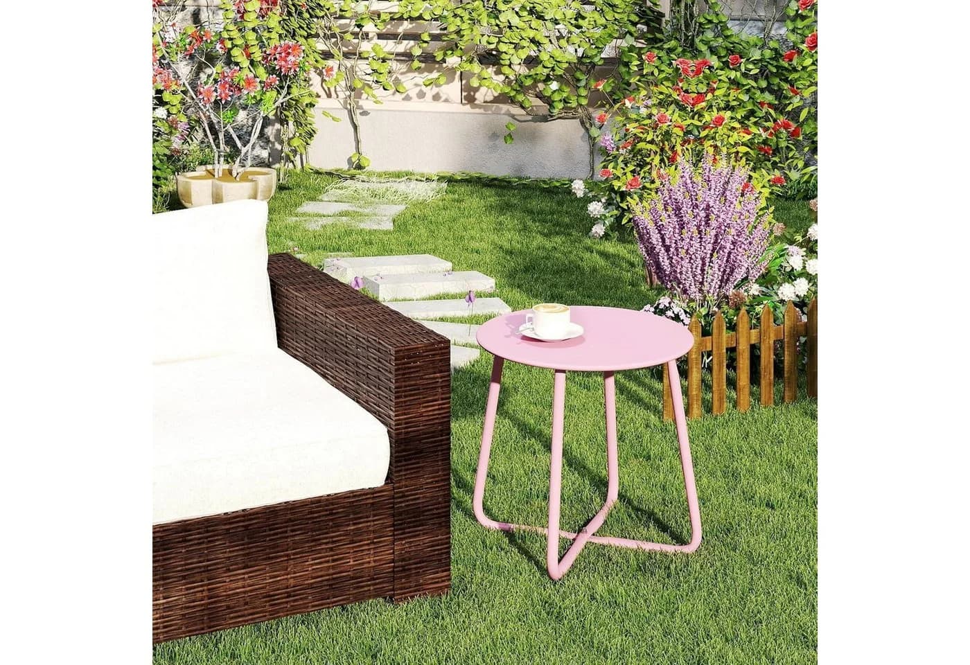 LuxusKollektion Beistelltisch Rund Pink Höhenverstellbar - Bild 4