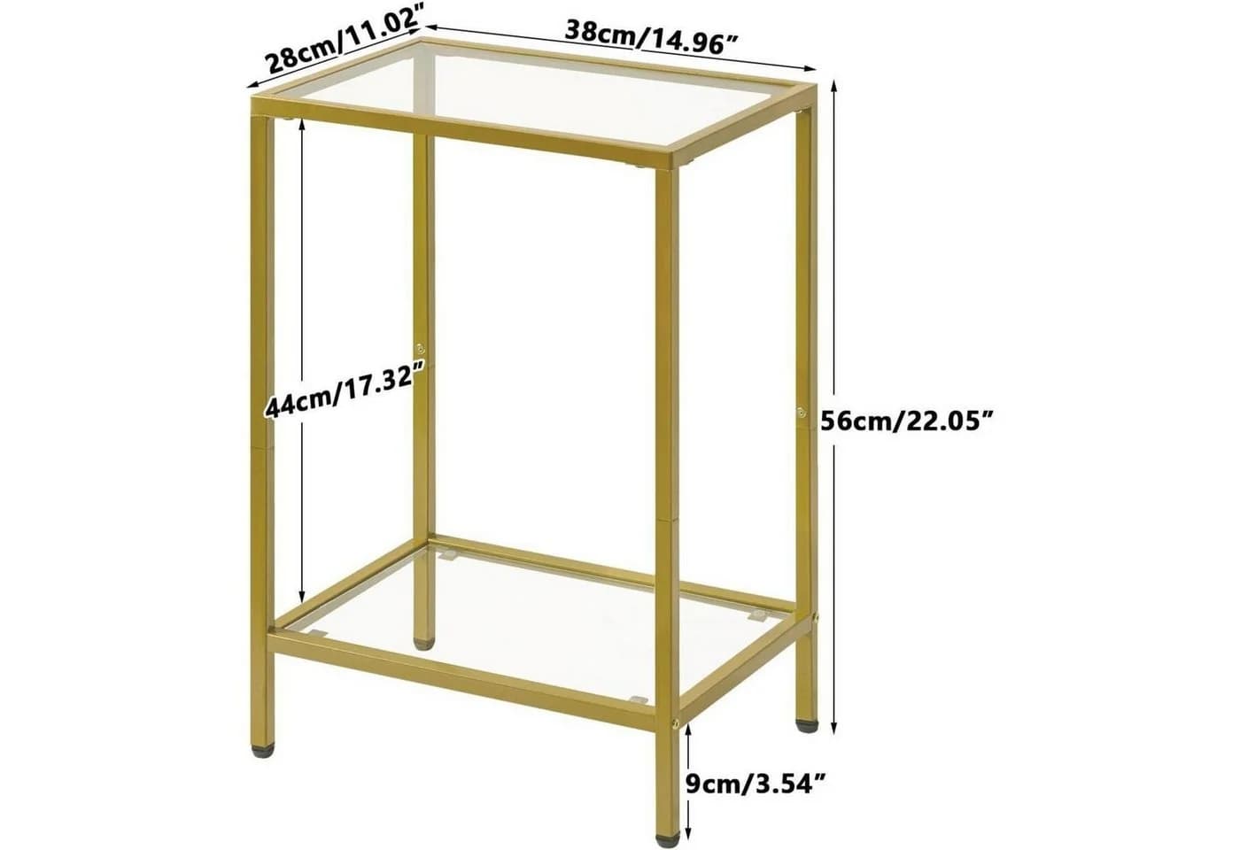 LuxusKollektion Beistelltisch Quadratisch Metallrahmen gehärtetes Glas Gold - Bild 3
