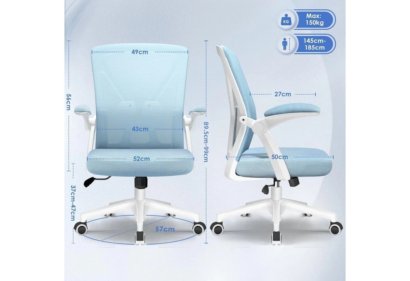 LuxusKollektion Ergonomischer Bürostuhl Schwarz mit Lendenwirbelstütze - Bild 3