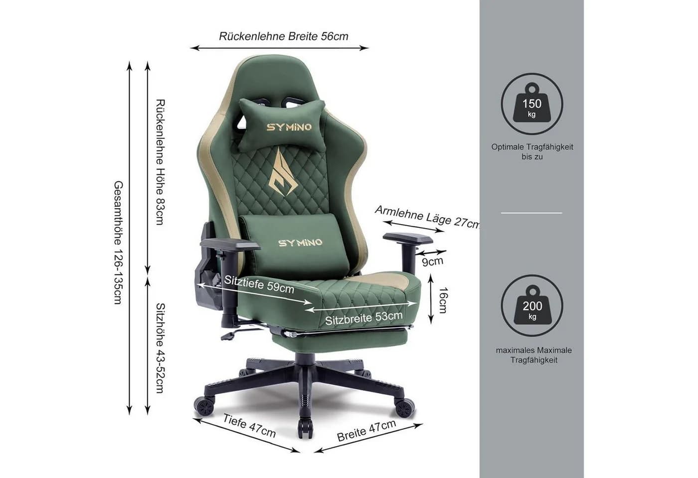 LuxusKollektion Symino Gaming Stuhl Racing Style Ergonomischer Bürostuhl - Bild 3