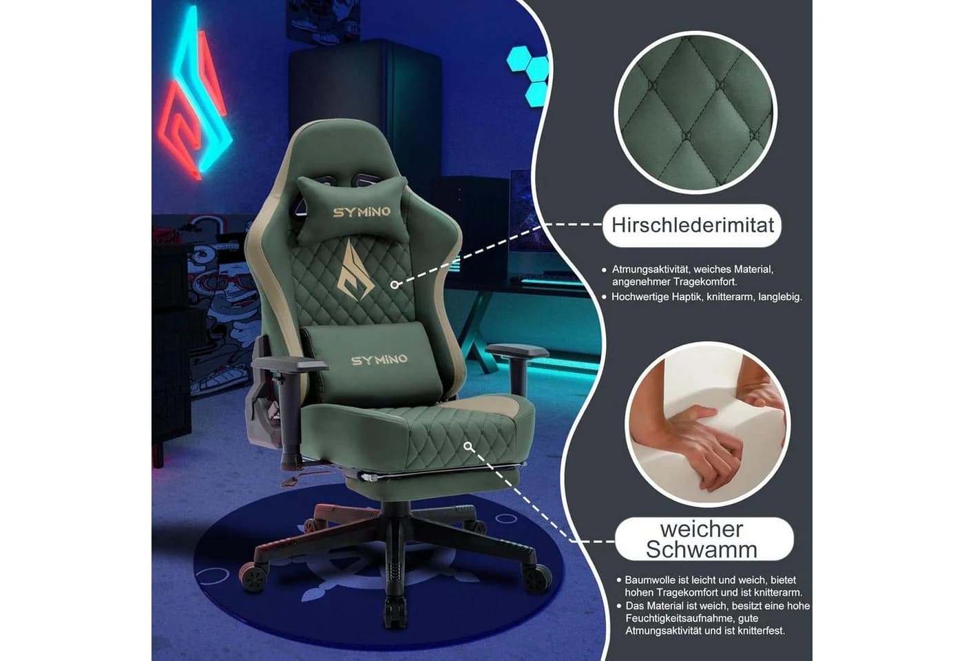 LuxusKollektion Symino Gaming Stuhl Racing Style Ergonomischer Bürostuhl - Bild 4