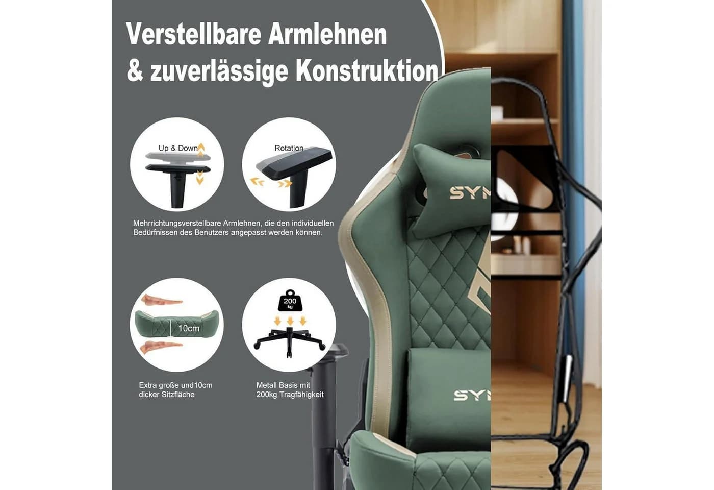 LuxusKollektion Symino Gaming Stuhl Racing Style Ergonomischer Bürostuhl - Bild 5