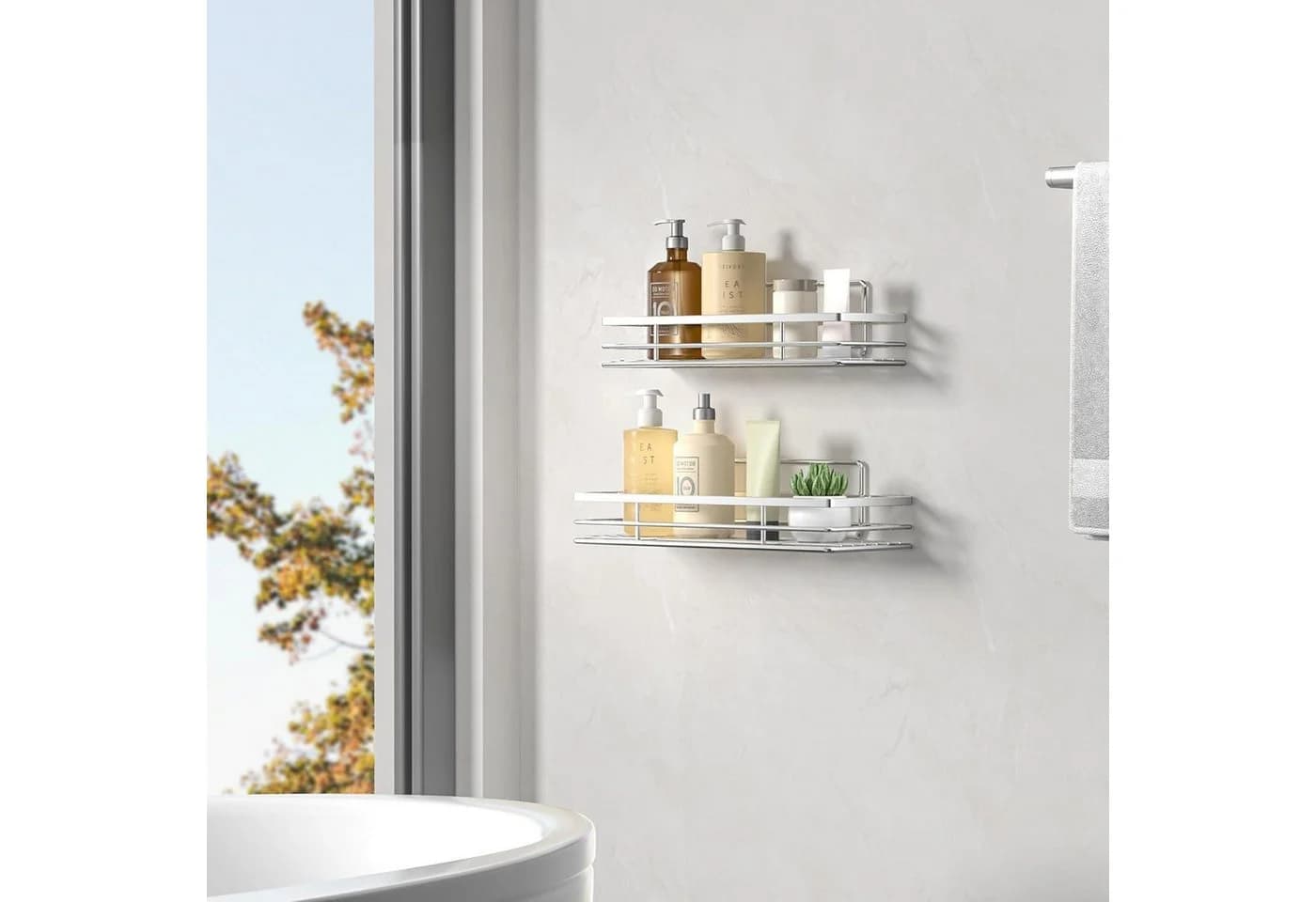 LuxusKollektion Duschablage ohne Bohren 2er-Set Silber Edelstahl