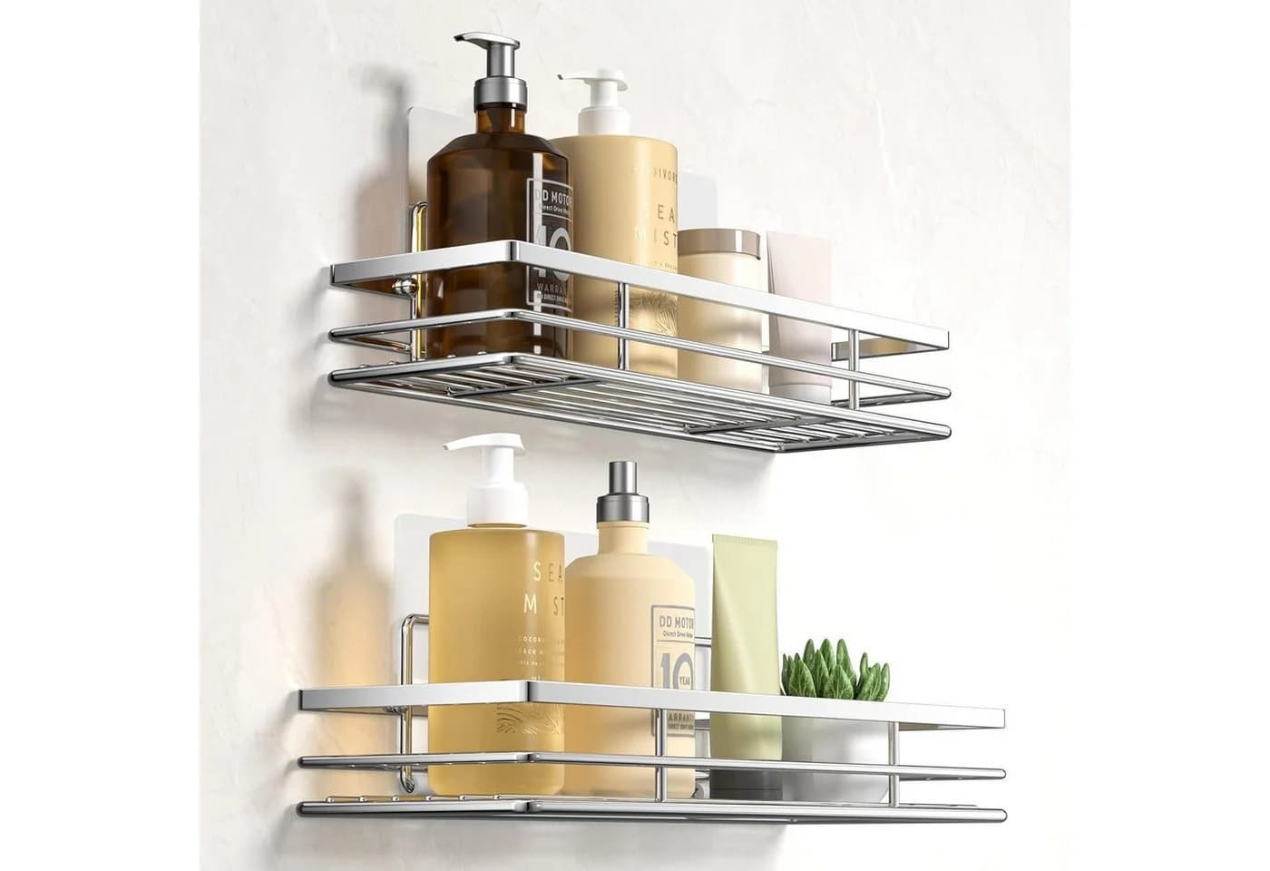 LuxusKollektion Duschablage ohne Bohren 2er-Set Silber Edelstahl - Bild 2