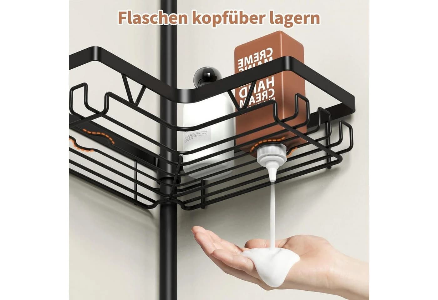 LuxusKollektion Teleskop Duschregal Schwarz Edelstahl Ohne Bohren - Bild 3
