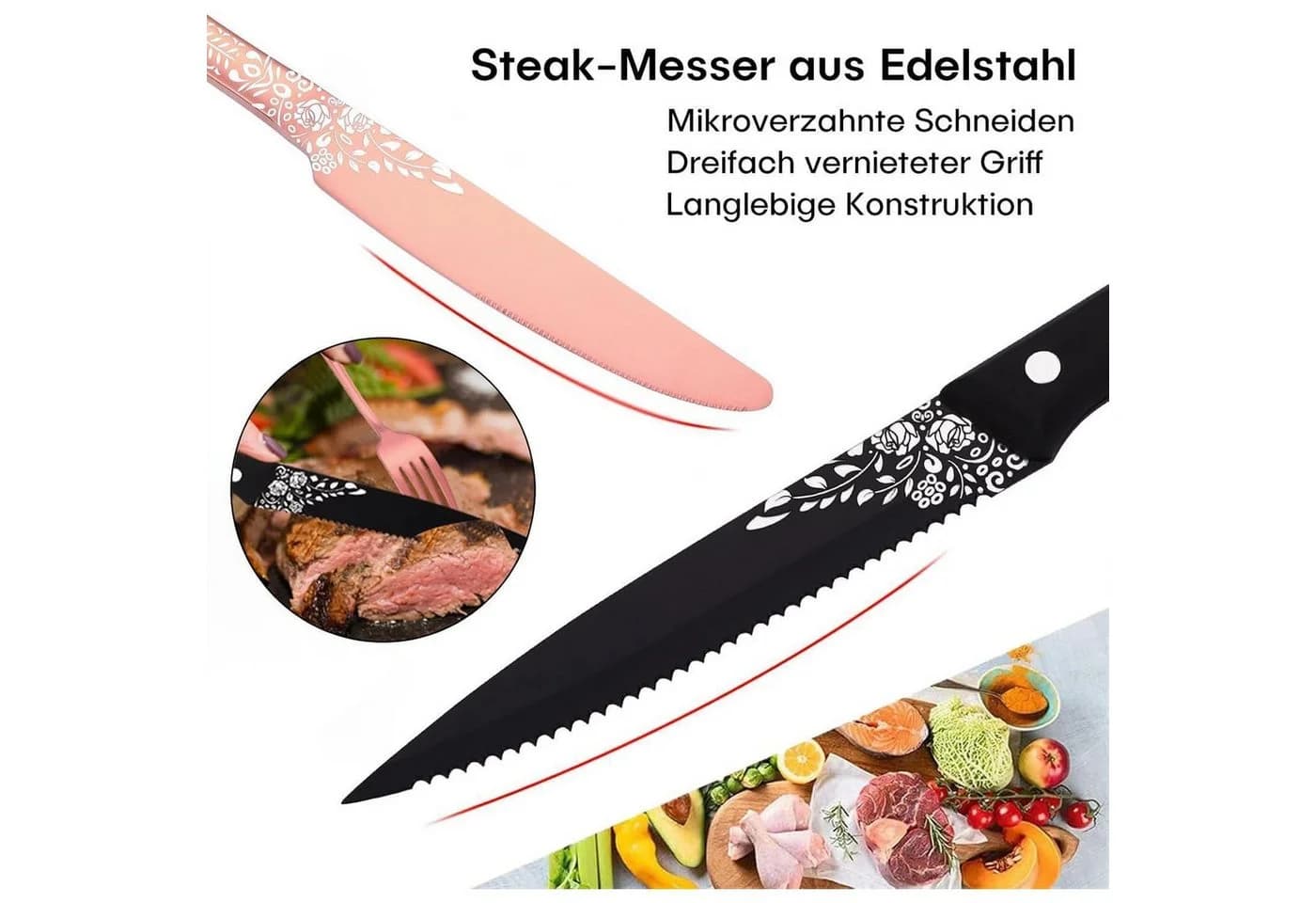 LuxusKollektion Besteck-Set 36-teilig Roségold Edelstahl - Bild 4