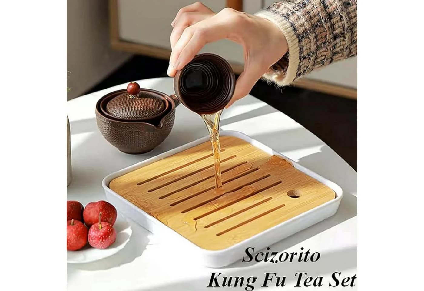 LuxusKollektion Kungfu Teeservice 5-tlg. Keramik mit Bambusuntersetzer - Bild 4