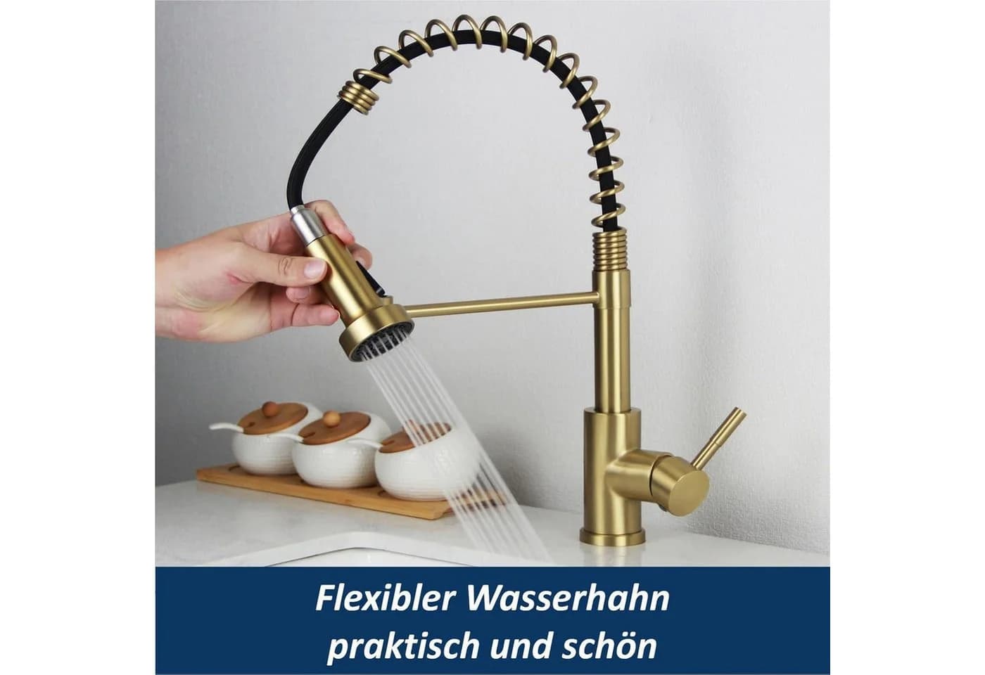 LuxusKollektion Küchenarmatur Ausziehbar Brause Edelstahl 304 Gebürstetes Gold - Bild 3