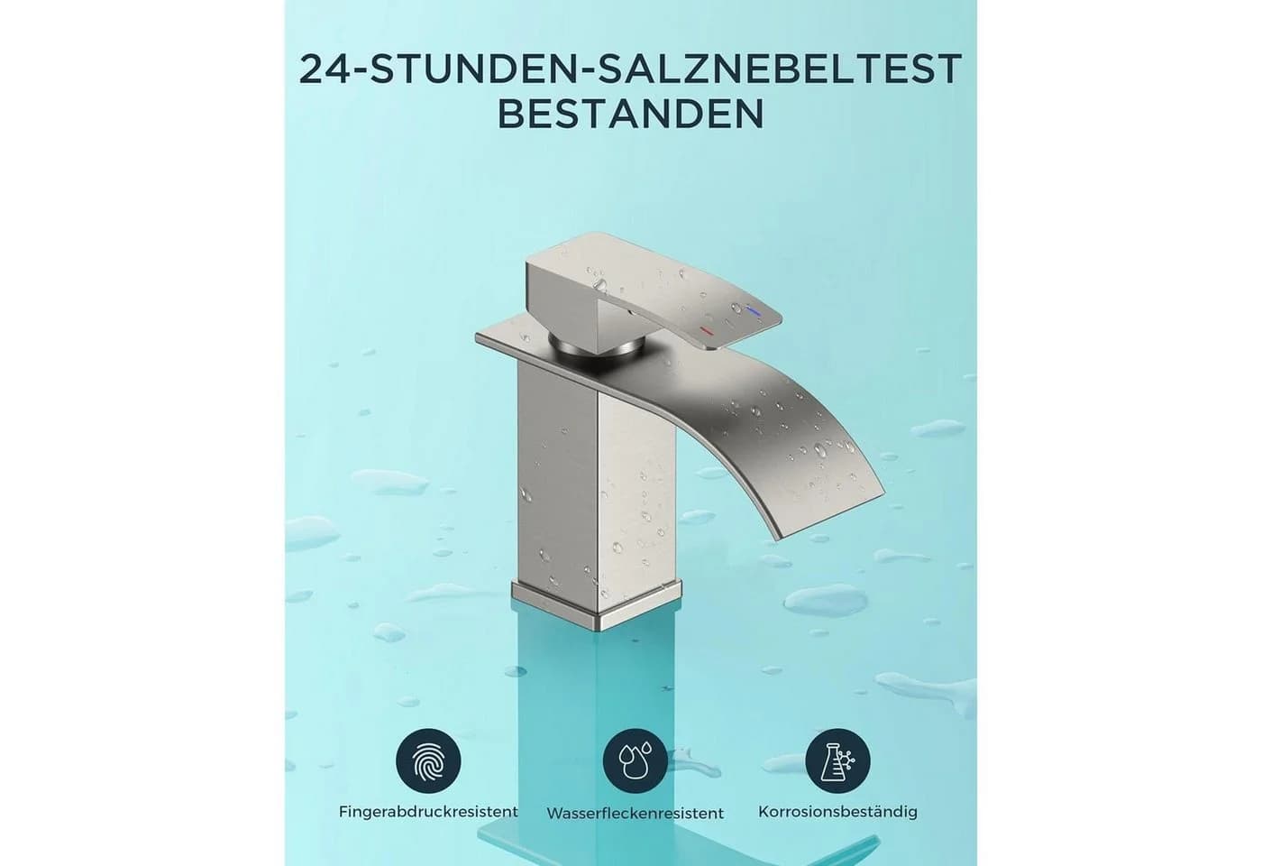 LuxusKollektion Waschtischarmatur Einhandmischer Wasserfall Edelstahl Silber - Bild 5
