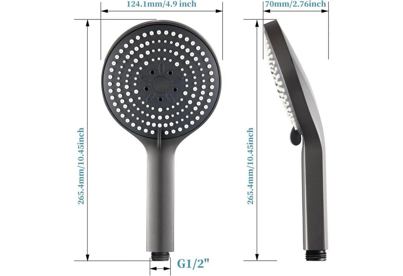 Duschkopf XXL 130mm Gebürstetes Schwarzchrom 6-Sprüharten - Bild 5