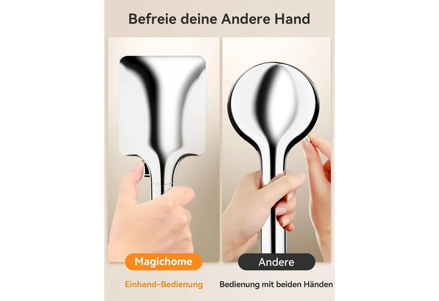 LuxusKollektion Handbrause Hochdruck 6 Strahlarten Quadratisch Silber - Bild 3