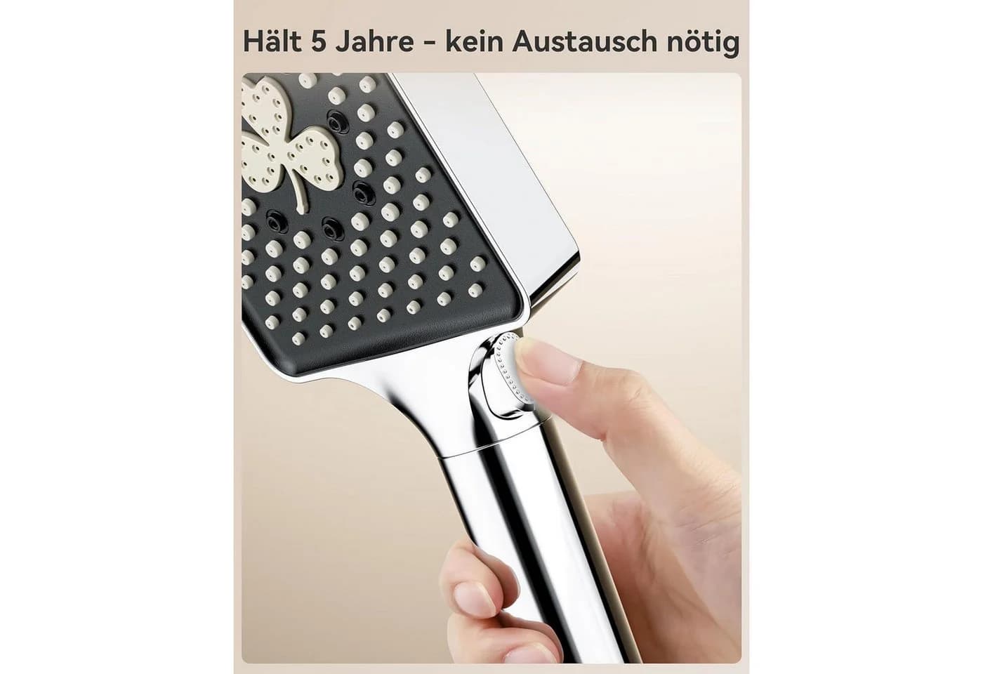 LuxusKollektion Handbrause Hochdruck 6 Strahlarten Quadratisch Silber - Bild 4