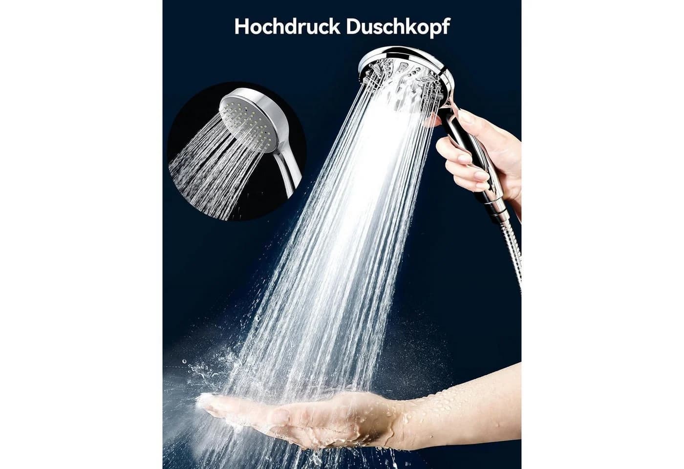 LuxusKollektion Handbrause 5 Strahlarten Silber Hochdruck