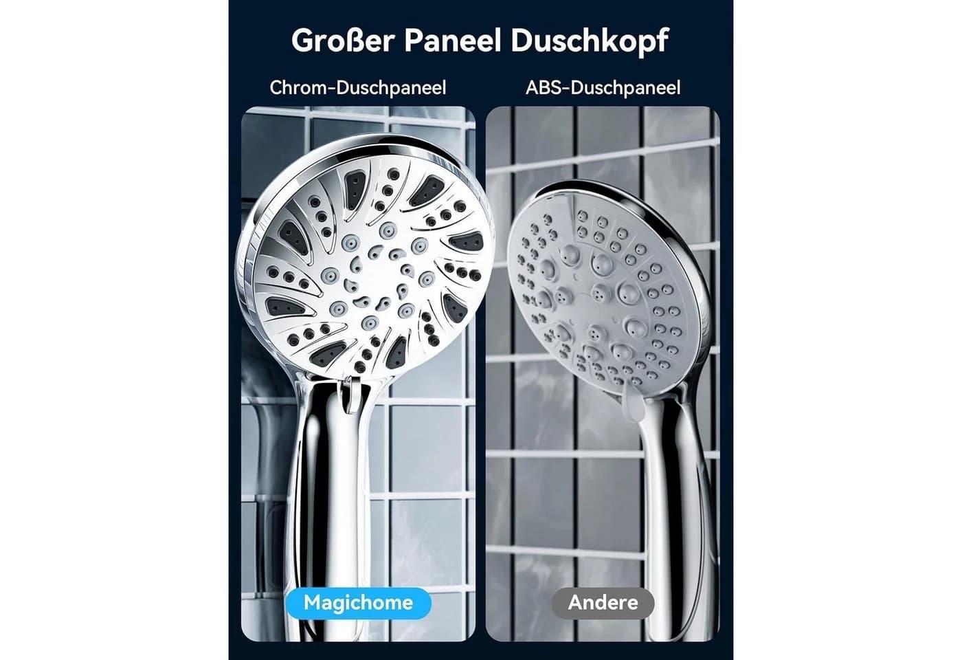 LuxusKollektion Handbrause 5 Strahlarten Silber Hochdruck - Bild 4