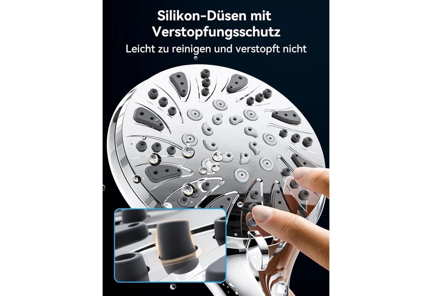 LuxusKollektion Handbrause 5 Strahlarten Silber Hochdruck - Bild 5