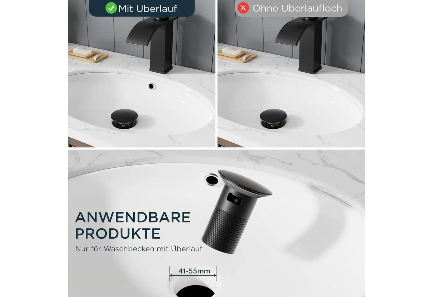 LuxusKollektion Waschtischarmatur Wasserfall Matt-Schwarz - Bild 3