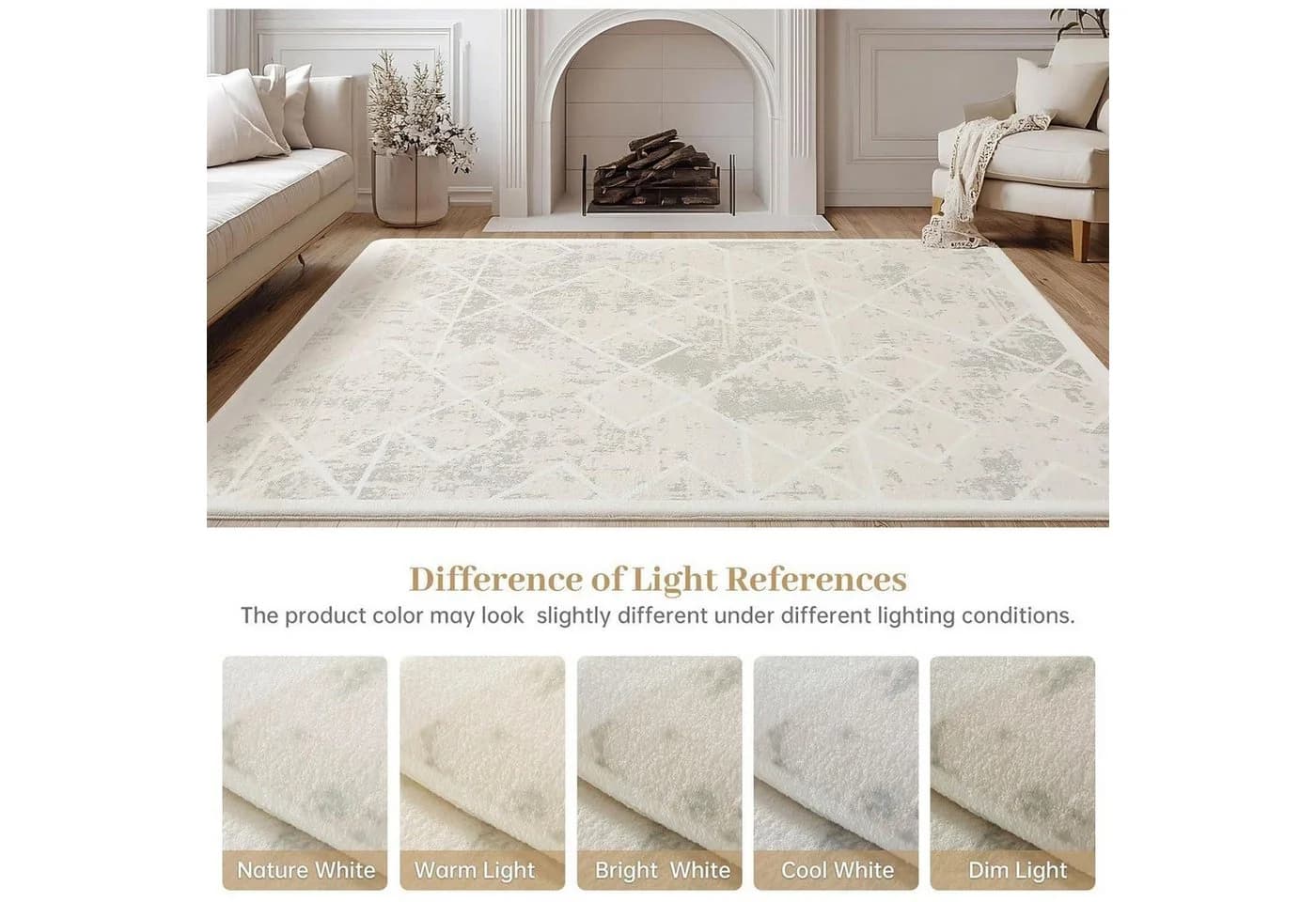 LuxusKollektion Designteppich Kurzflor Elfenbeinweiß - Bild 5