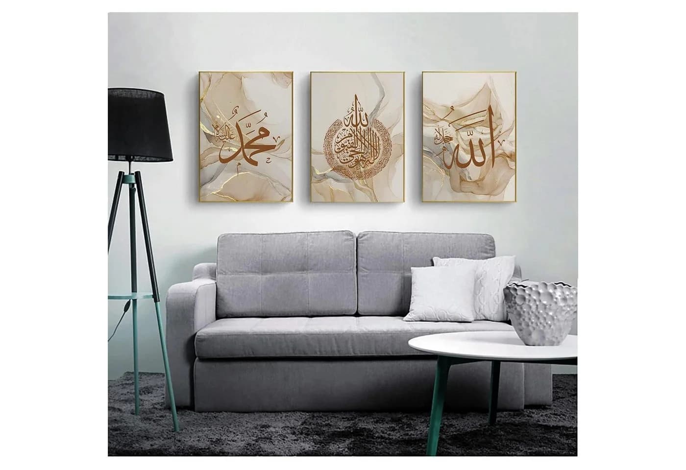 LuxusKollektion Leinwandbild 3-teilig Silber Marmor Gold Islam - Bild 2