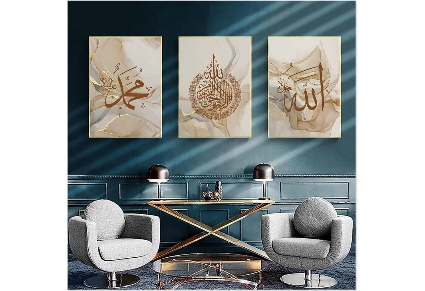LuxusKollektion Leinwandbild 3-teilig Silber Marmor Gold Islam - Bild 3