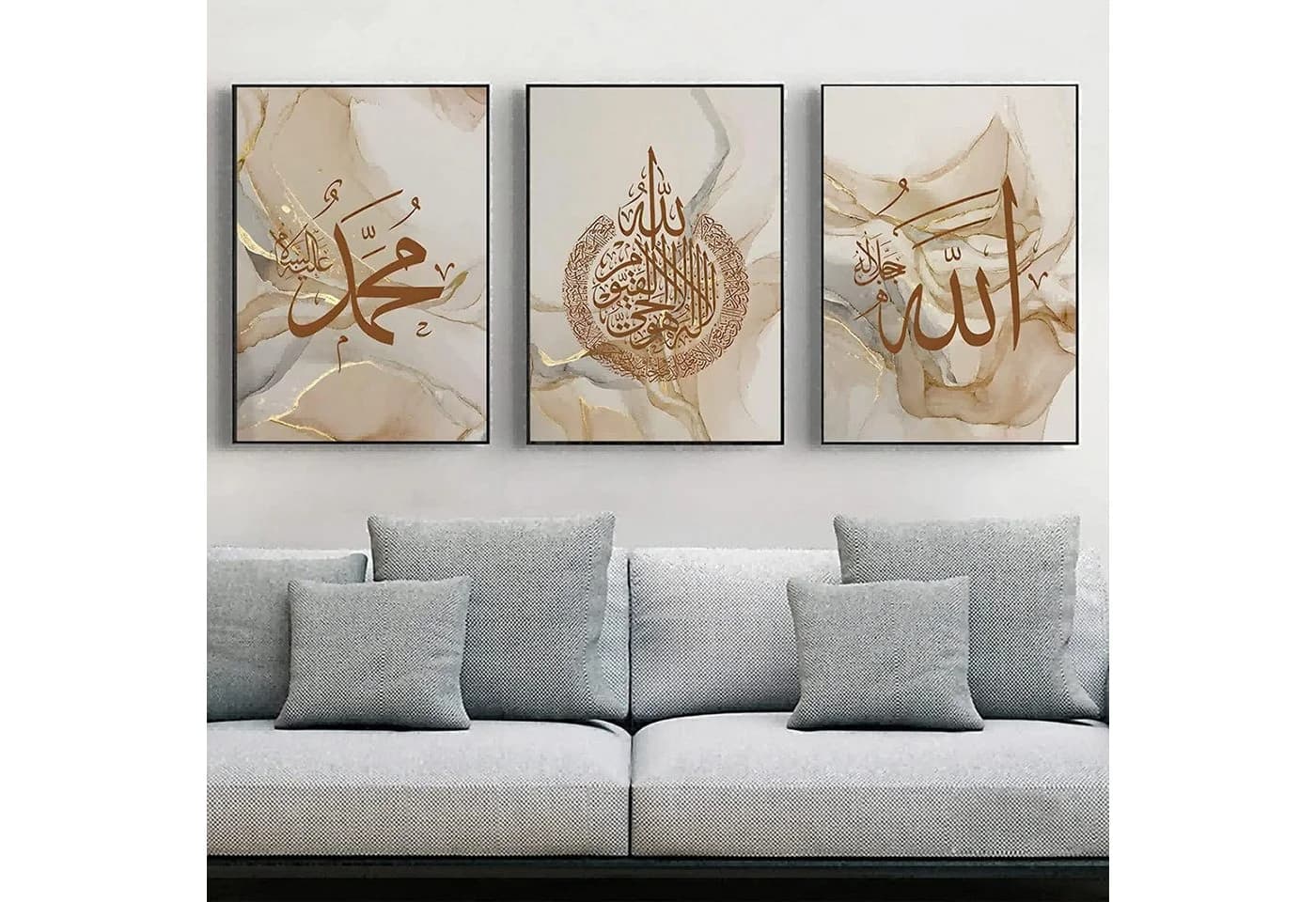 LuxusKollektion Leinwandbild 3-teilig Silber Marmor Gold Islam - Bild 4