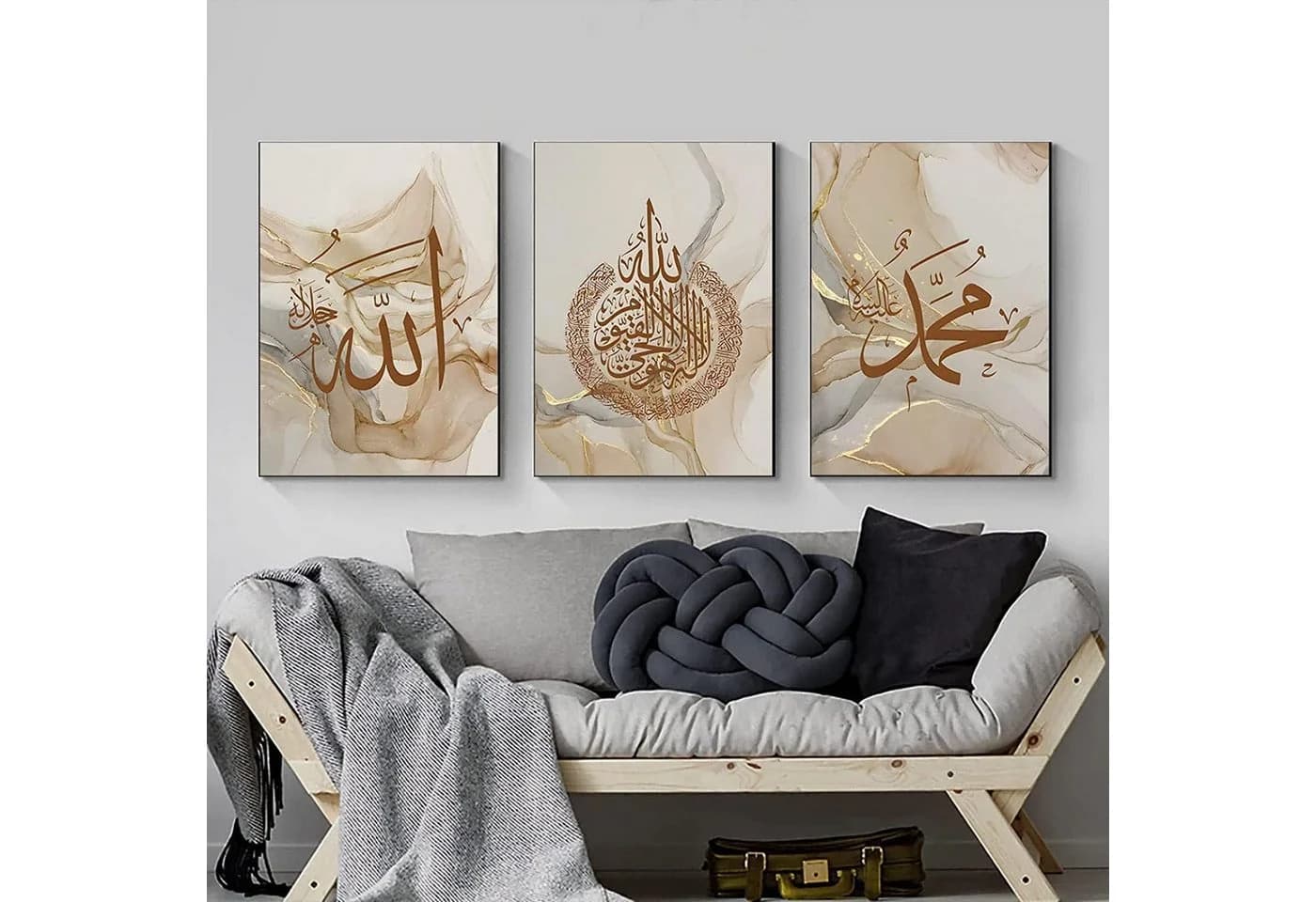 LuxusKollektion Leinwandbild 3-teilig Silber Marmor Gold Islam - Bild 5