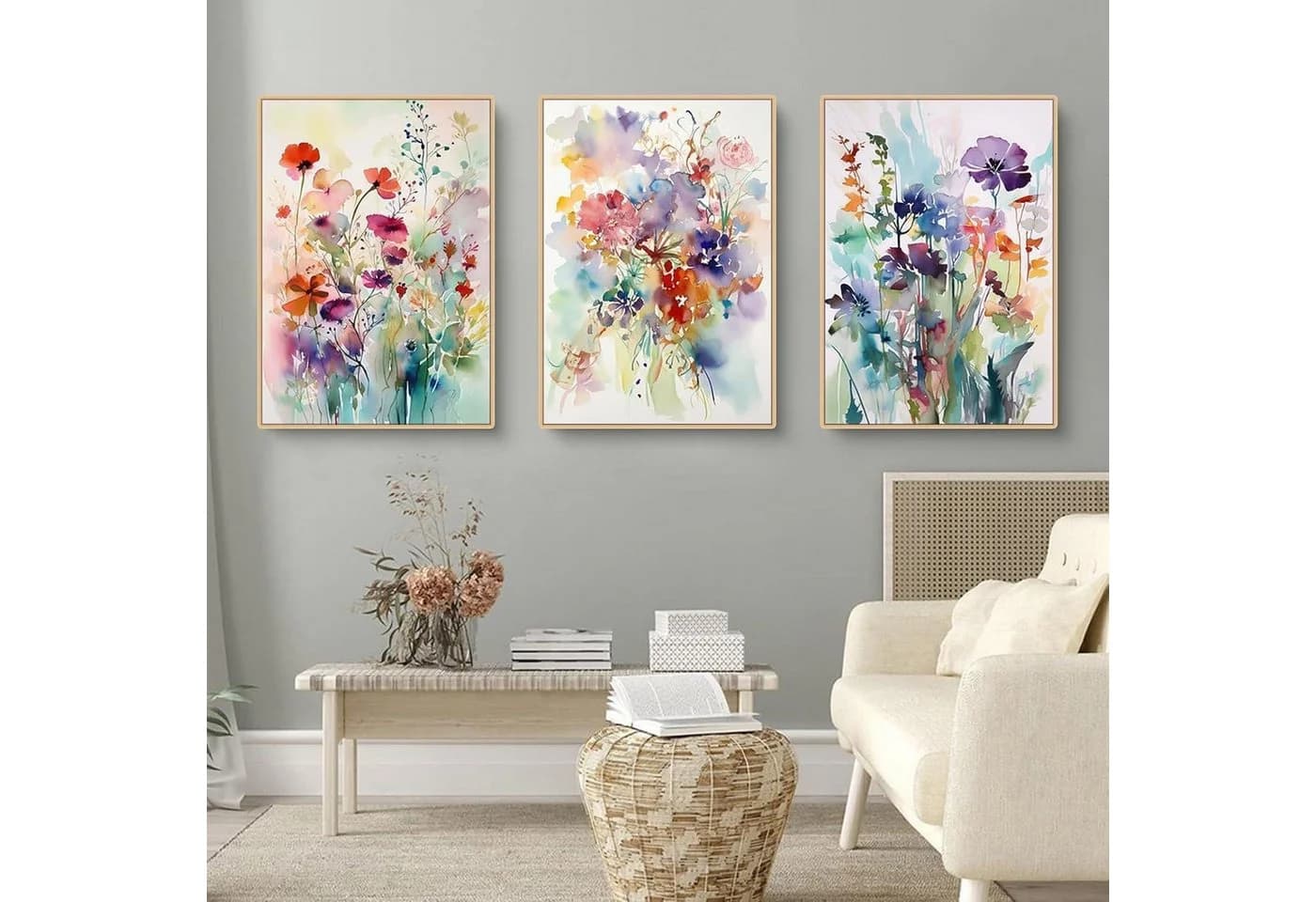 LuxusKollektion Leinwandbild Poster 3er Set Blumen 50x70cm Ohne Rahmen - Bild 3