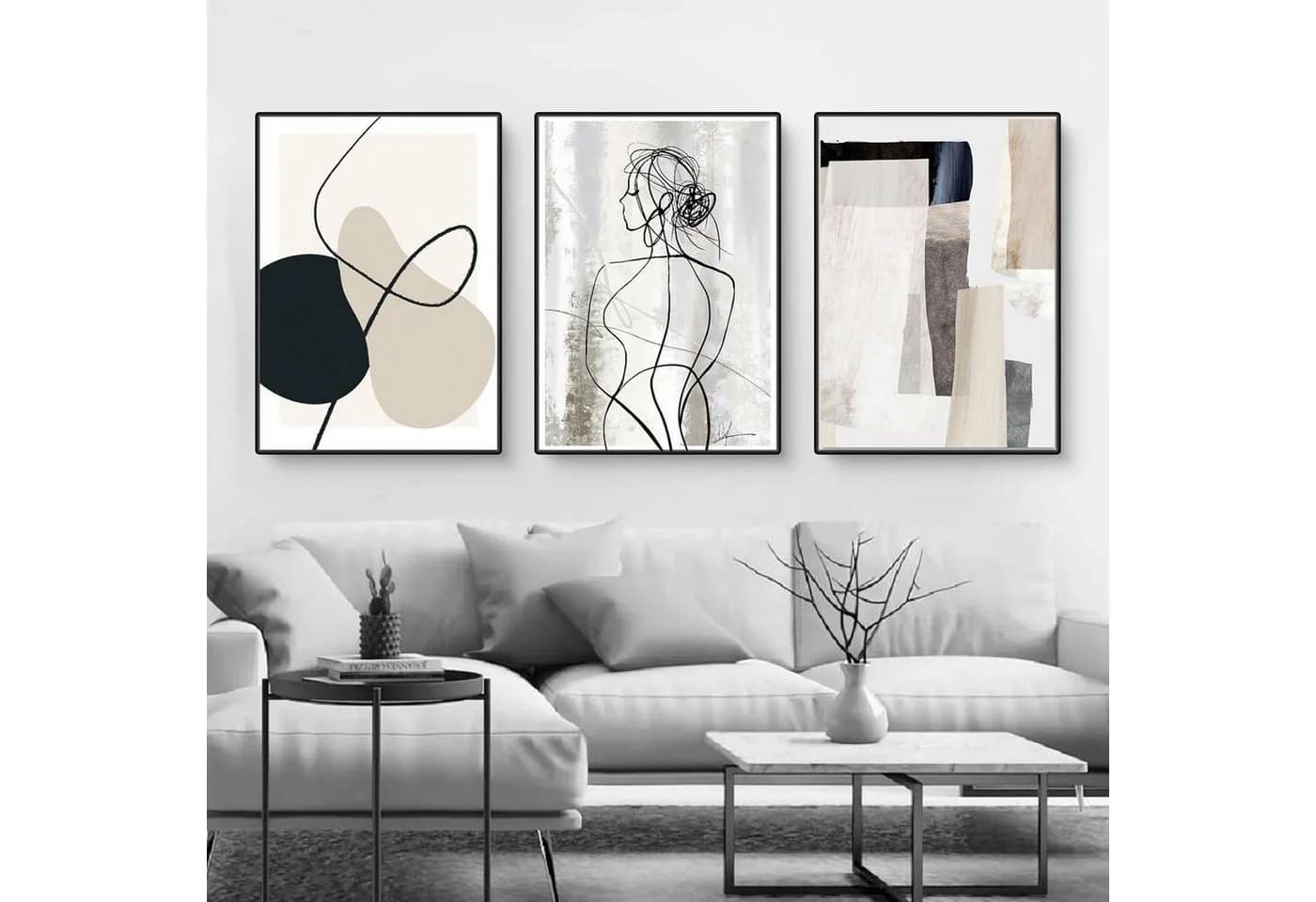 LuxusKollektion Leinwandbild 3er Set Abstrakt Geometrie Bunt