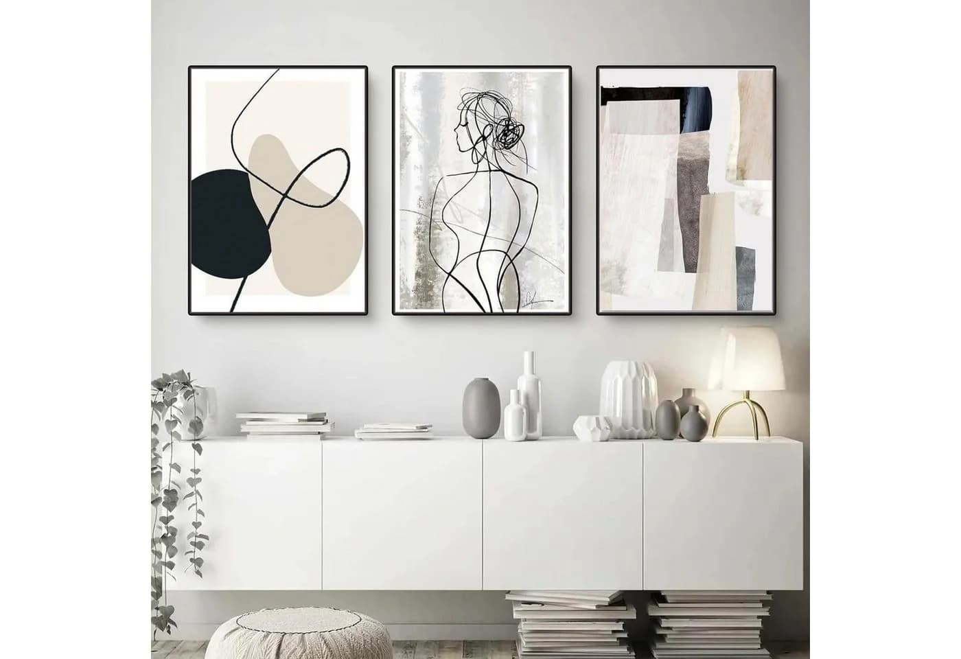 LuxusKollektion Leinwandbild 3er Set Abstrakt Geometrie Bunt - Bild 3