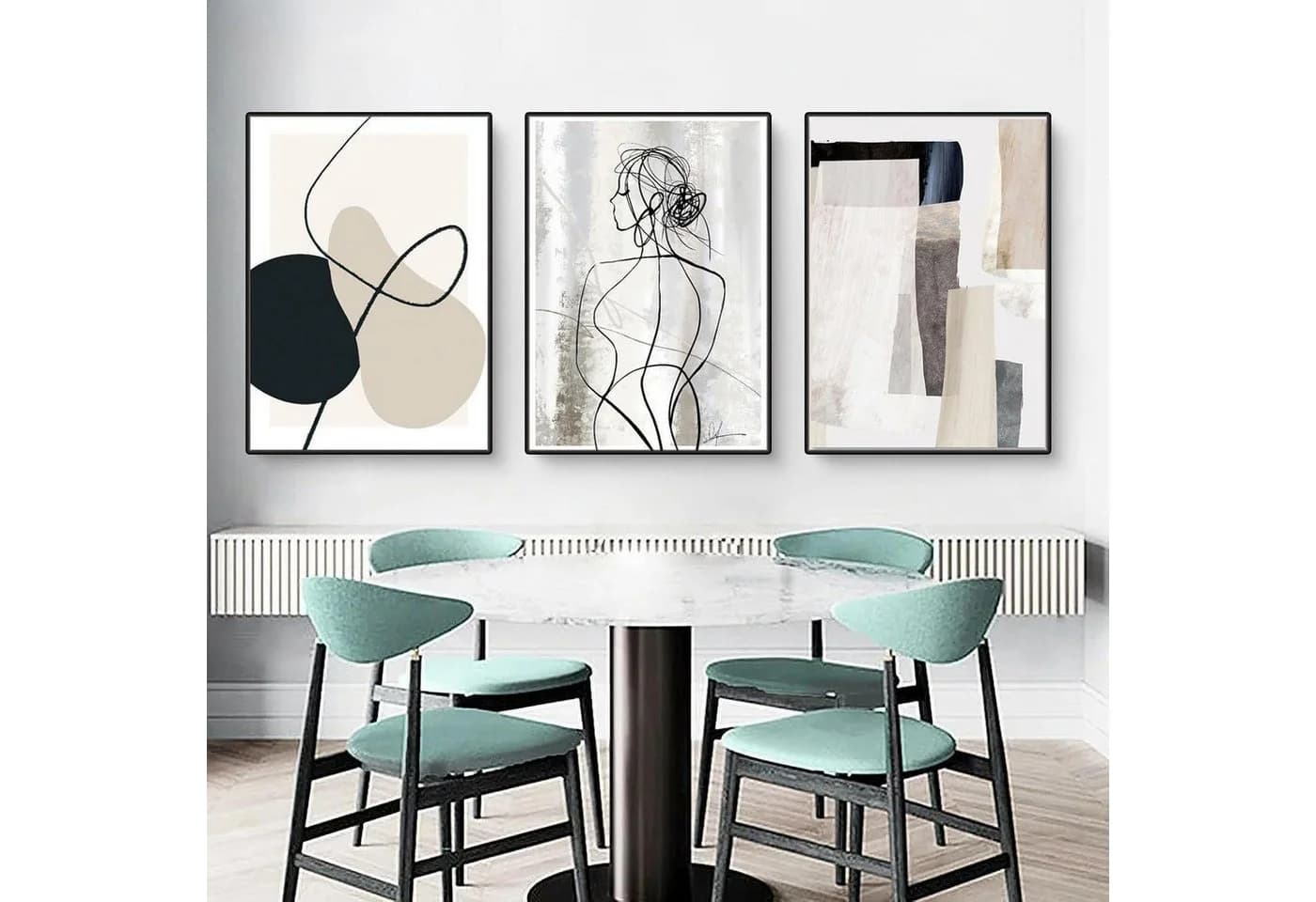 LuxusKollektion Leinwandbild 3er Set Abstrakt Geometrie Bunt - Bild 4