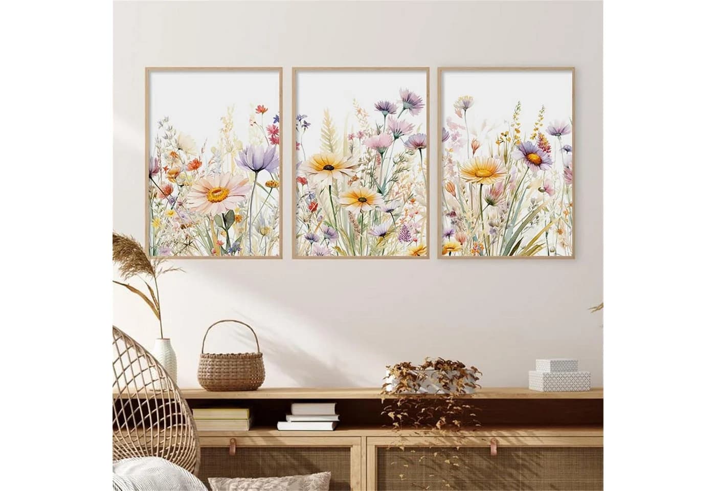 LuxusKollektion Leinwandbild 3er Set Gänseblümchen Bunt 50x70 cm - Bild 3