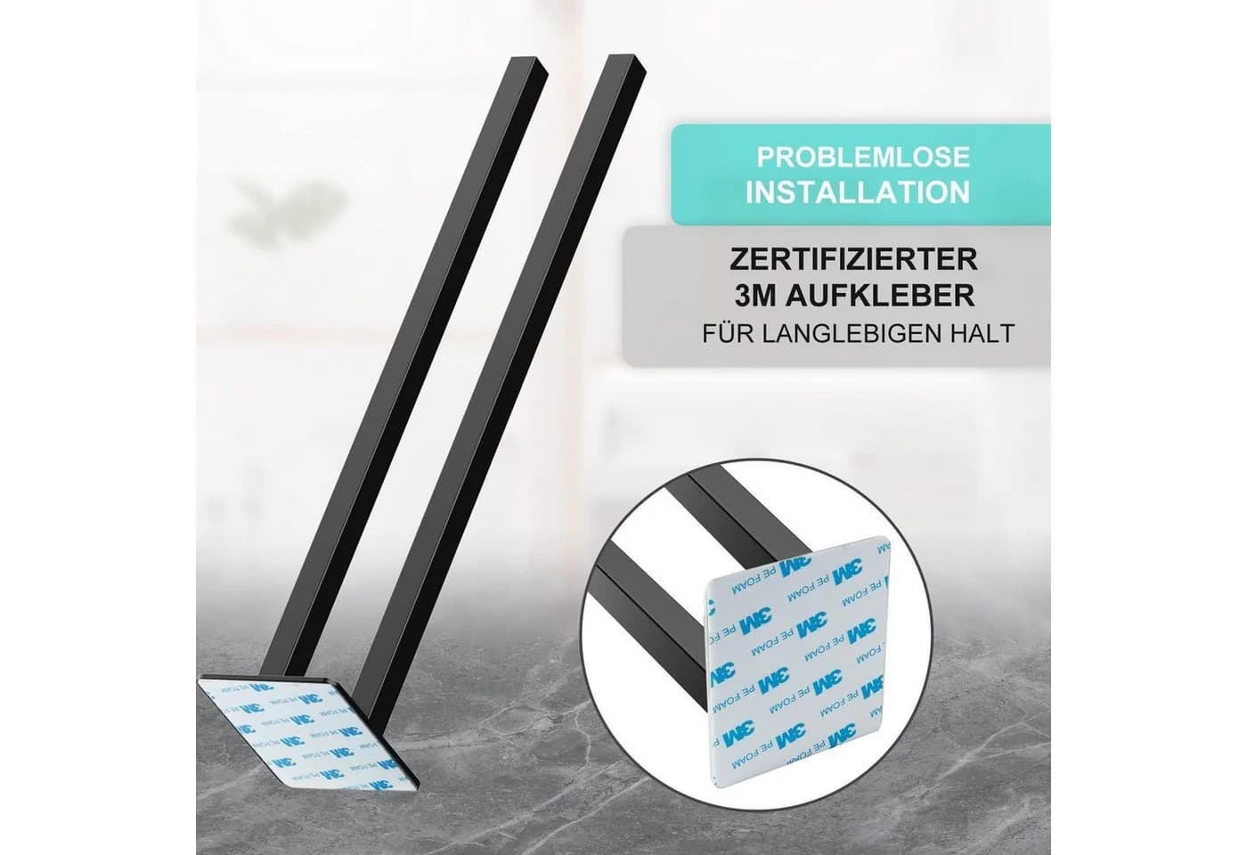 LuxusKollektion Doppelhandtuchhalter Schwarz Edelstahl Selbstklebend - Bild 4