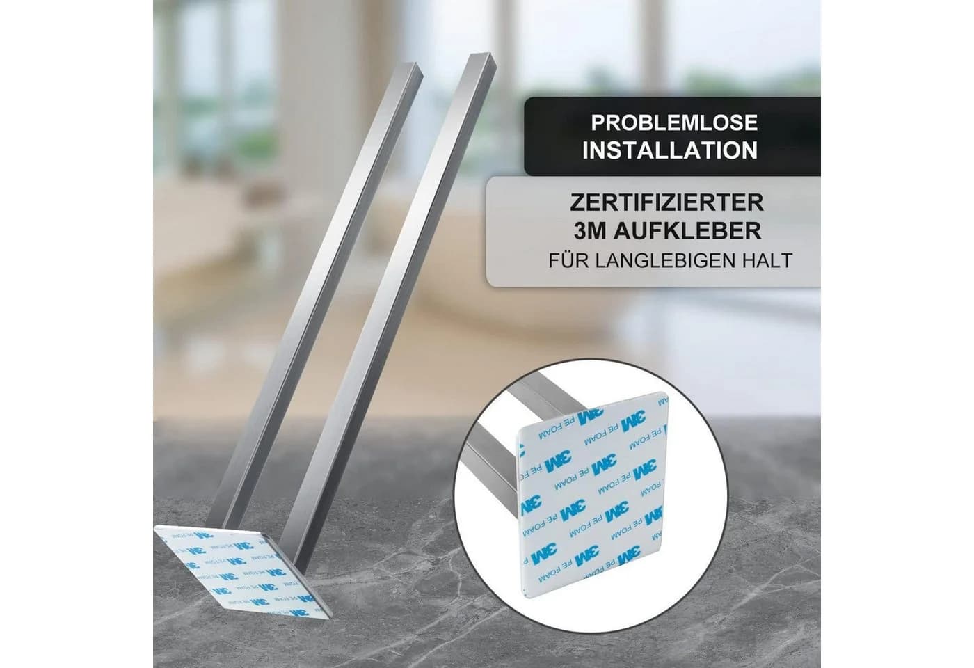 LuxusKollektion Handtuchhalter Zweiarmig Selbstklebend Edelstahl Silber - Bild 4