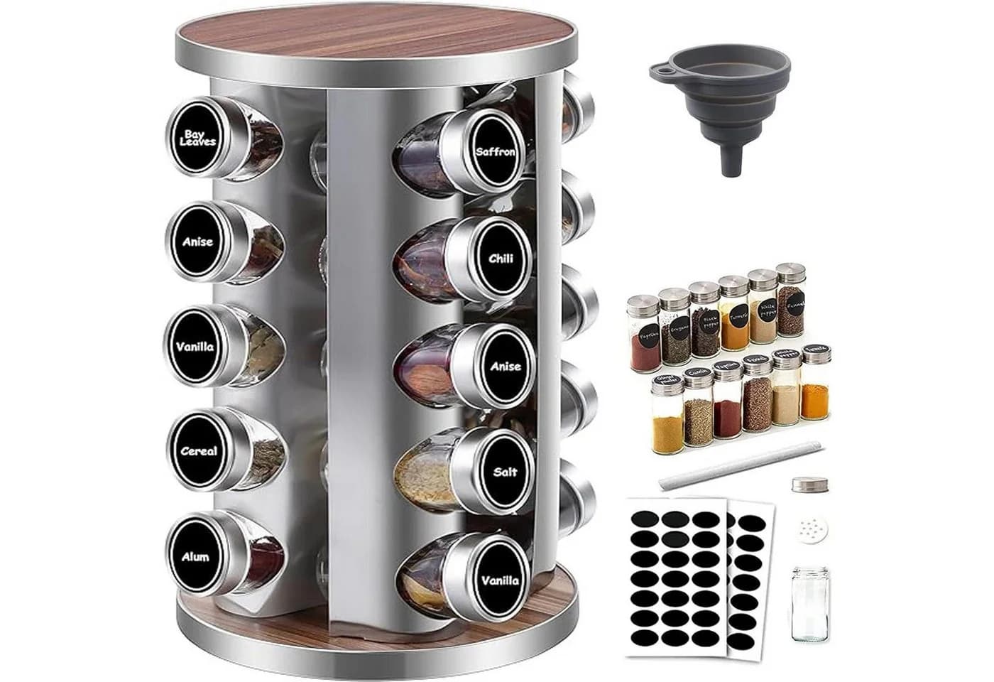 LuxusKollektion Gewürzkarussell drehbar Edelstahl mit 20 Gläsern - Bild 2