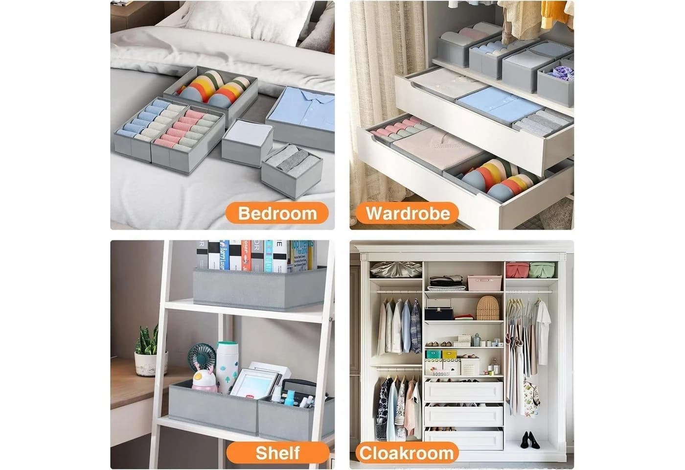 LuxusKollektion Schubladen Organizer 8-teilig Grau Faltbar - Bild 5