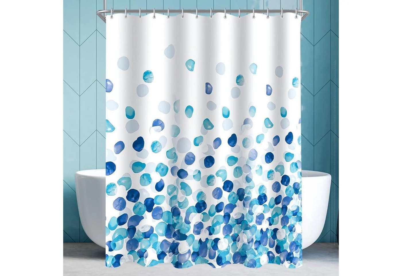 LuxusKollektion Duschvorhang 80x180cm Polyester Blau Blütenblätter - Bild 2
