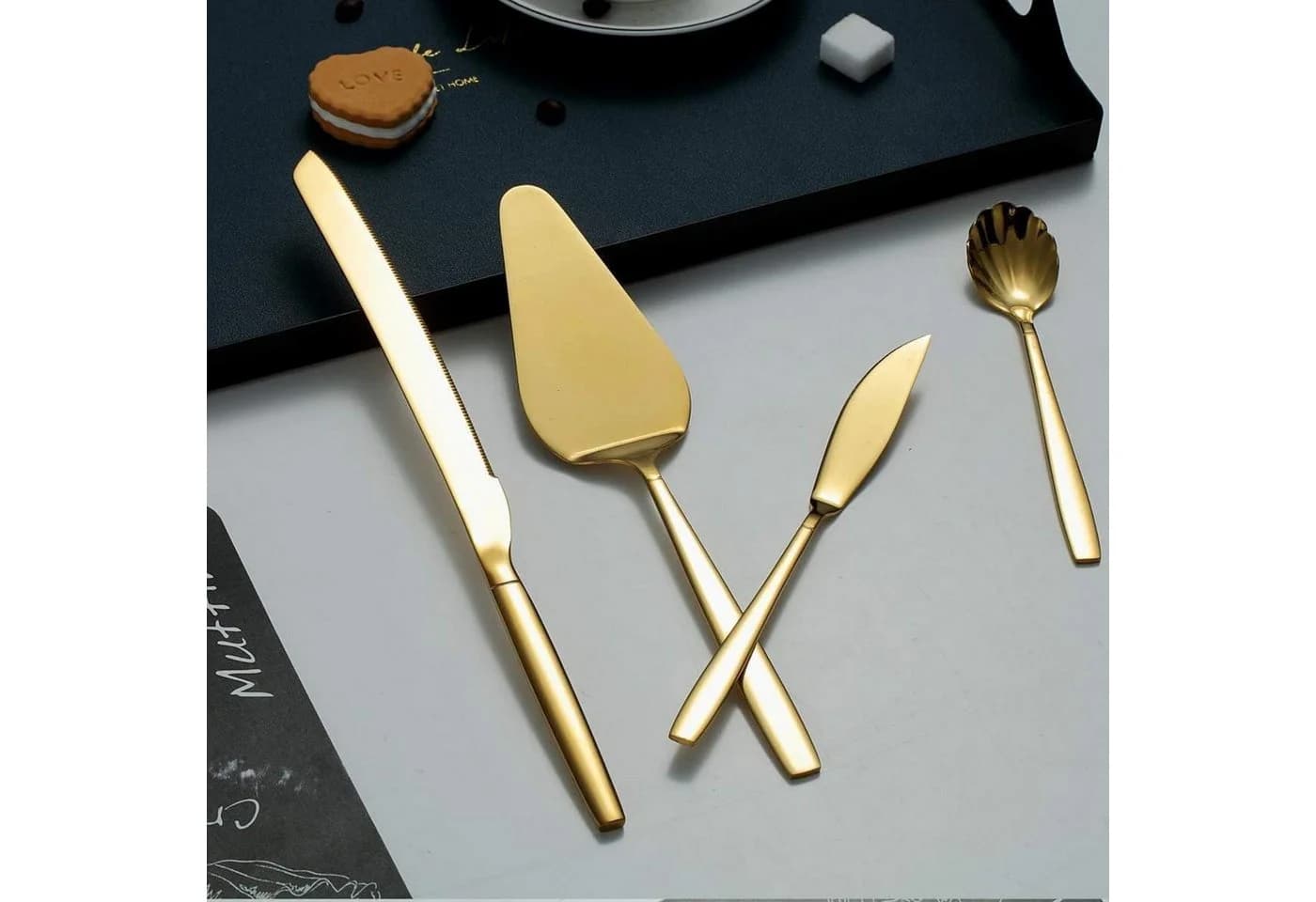 LuxusKollektion 10-tlg. Besteck Servierset Edelstahl Gold Titanvergoldung - Bild 5