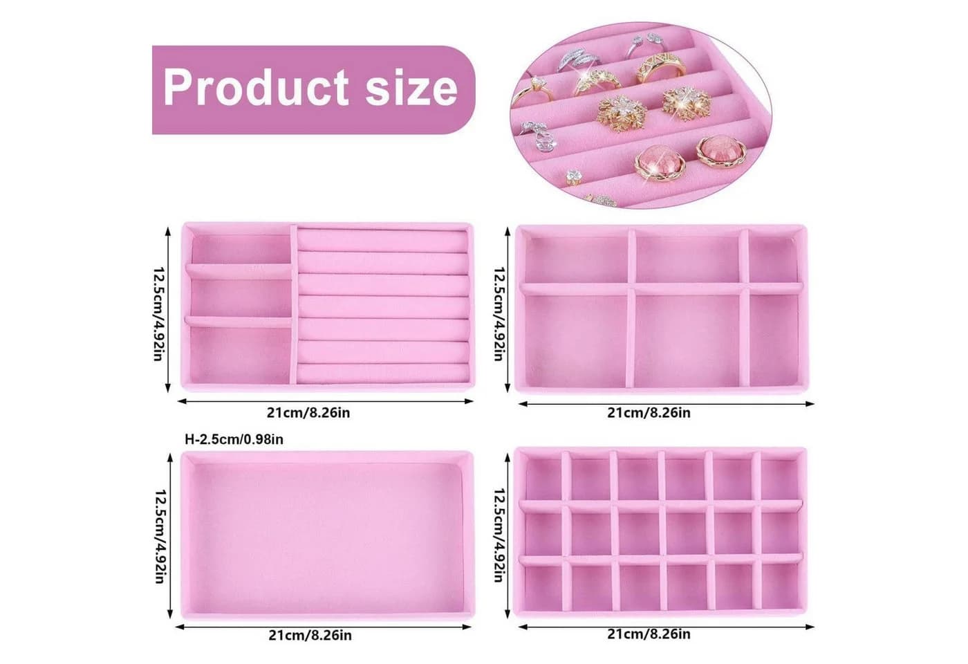 LuxusKollektion Schmuckkasten Rosa 4-teiliges Organizer-Set